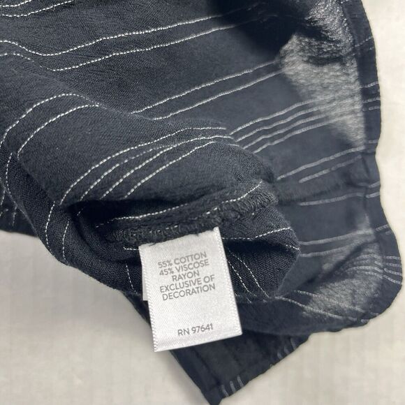 J.Jill Blouse Striped Embroidered Crochet Trim Shirt Long Sleeve V-Neck MEDIUM - Picture 8 of 10